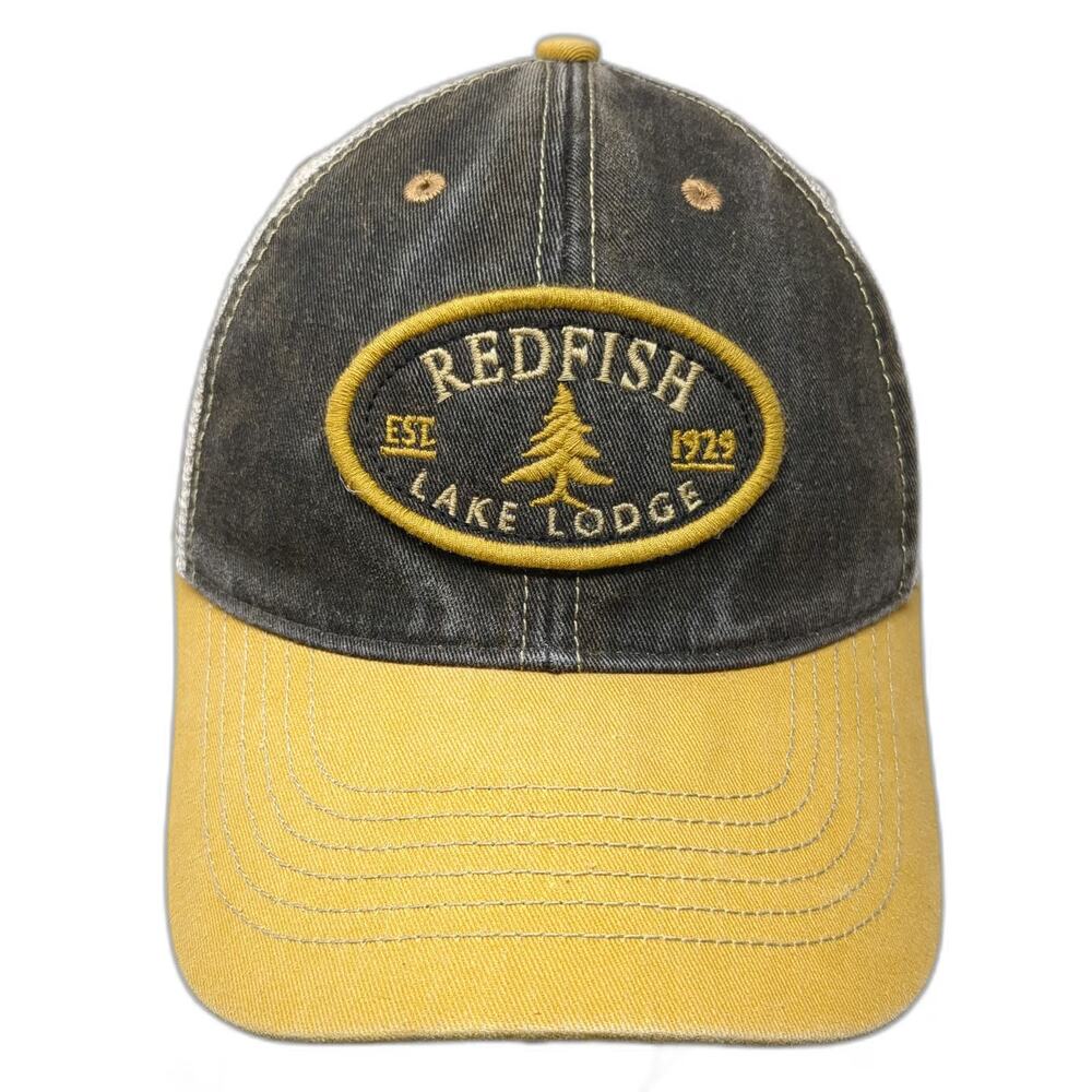 Legacy Trucker Hat One Size Black Yellow Redfish Lake Lodge Snapback Mesh
